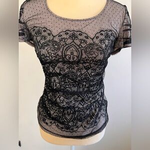 White House black market Y2K Swiss dot rhinestone top size small